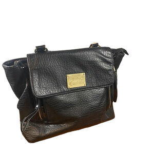Juicy Couture Women’s Black Pebbled Leather Large Shoulder Bag Purse